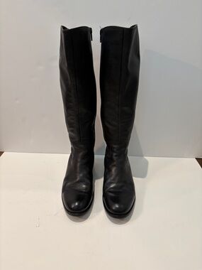 Gabor Black Leather Mid-Calf Zipper Boots